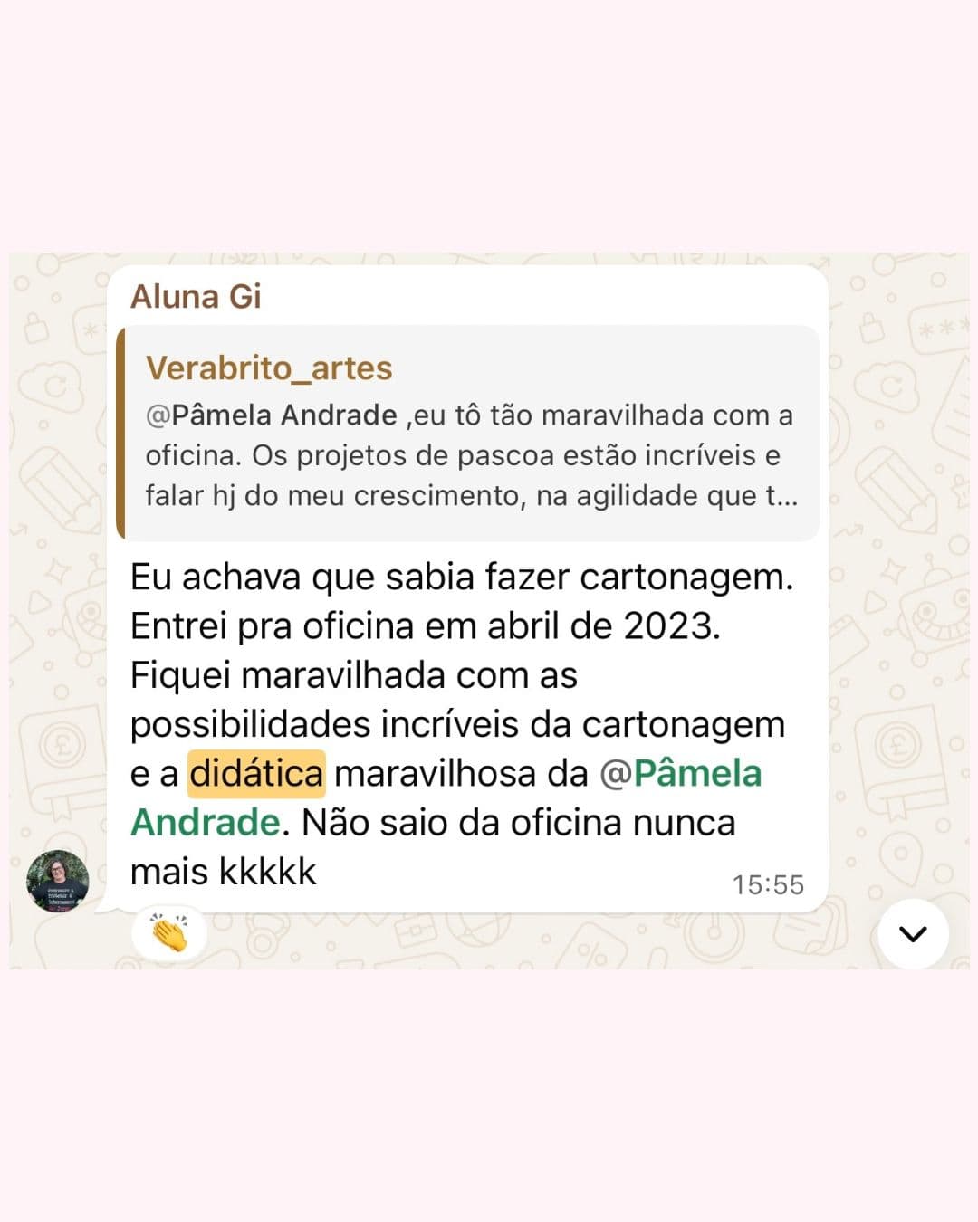 Depoimento de aluna 5