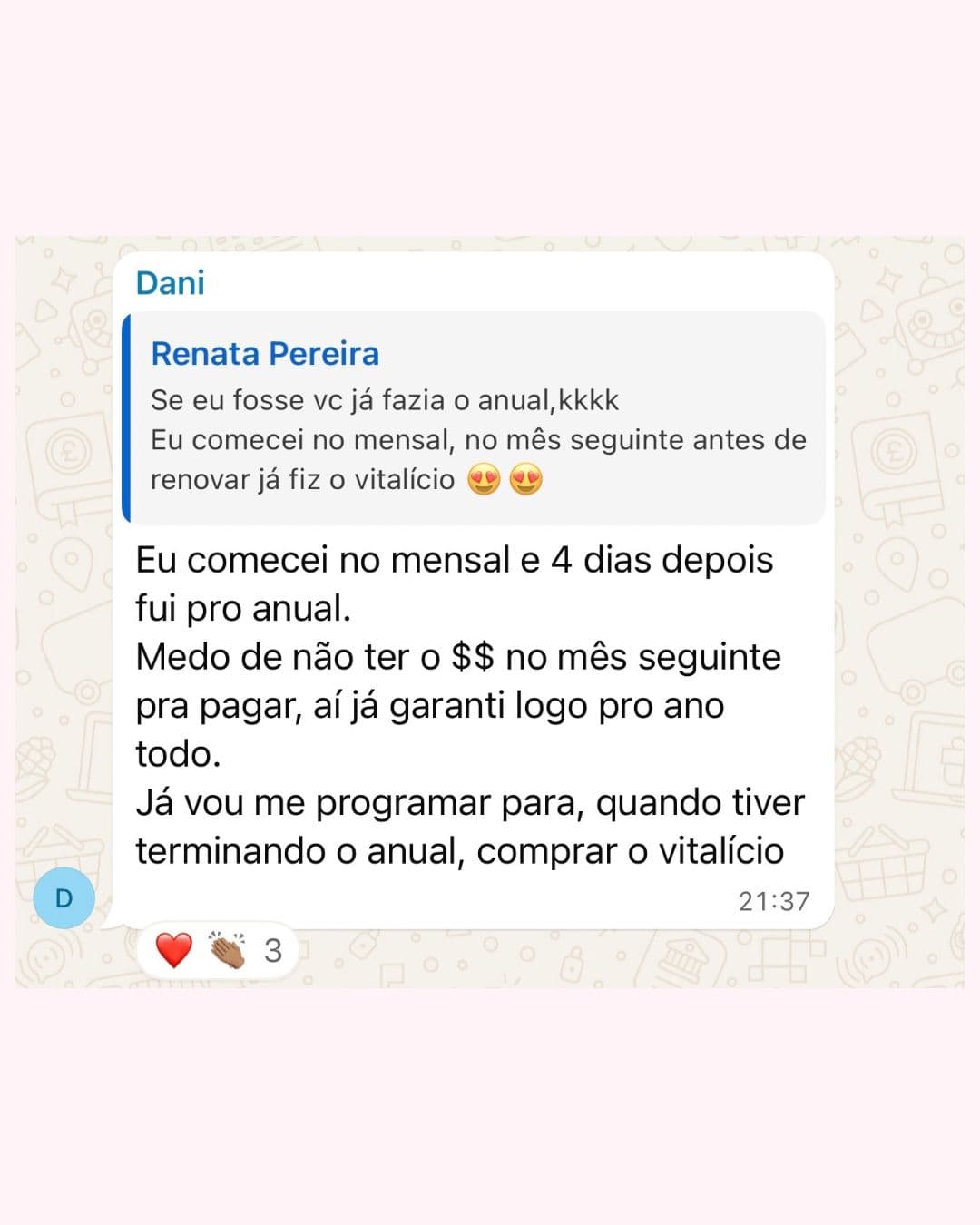 Depoimento de aluna 1