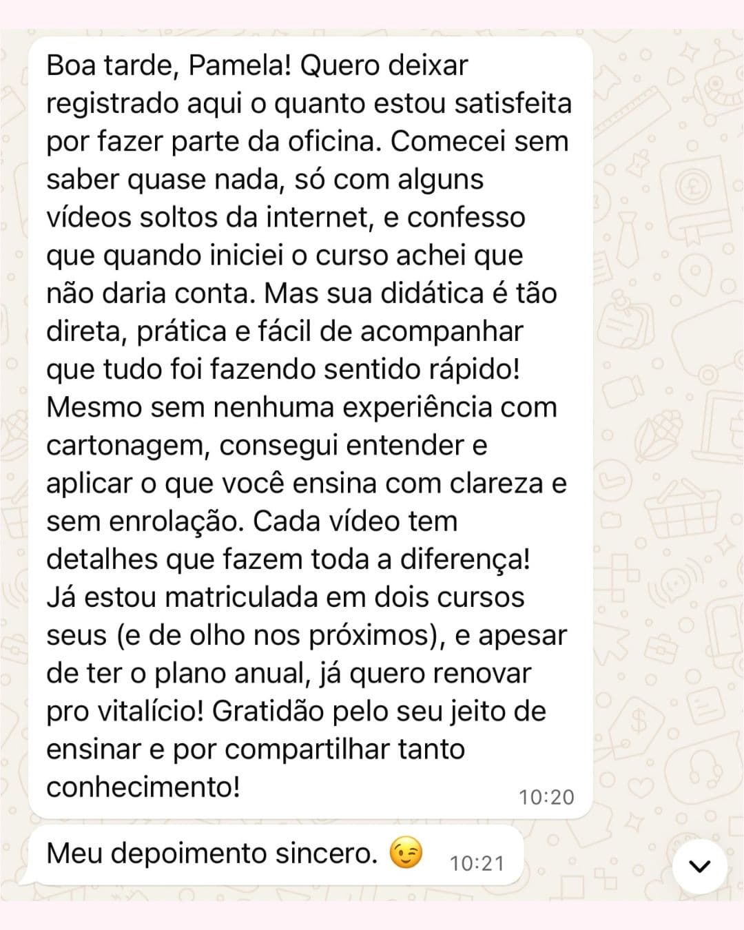 Depoimento de aluna 8